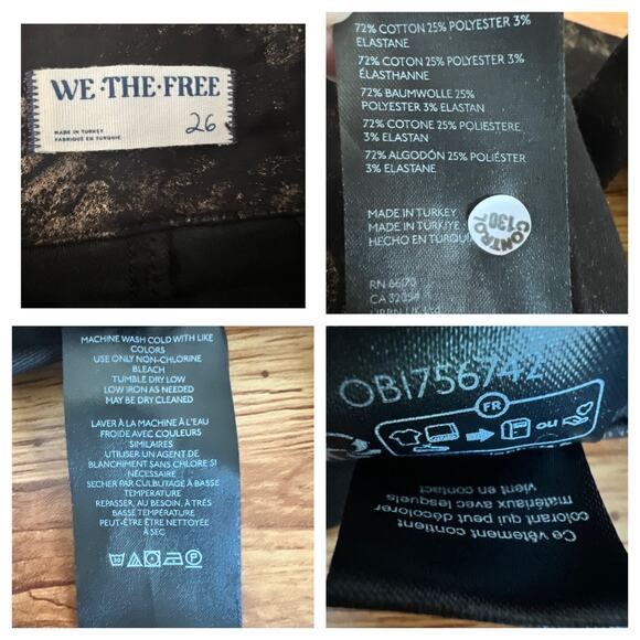 Free People Jayde Metallic High Rise Flare Leg Jeans In Black Tie Size 26 - Picture 11 of 15